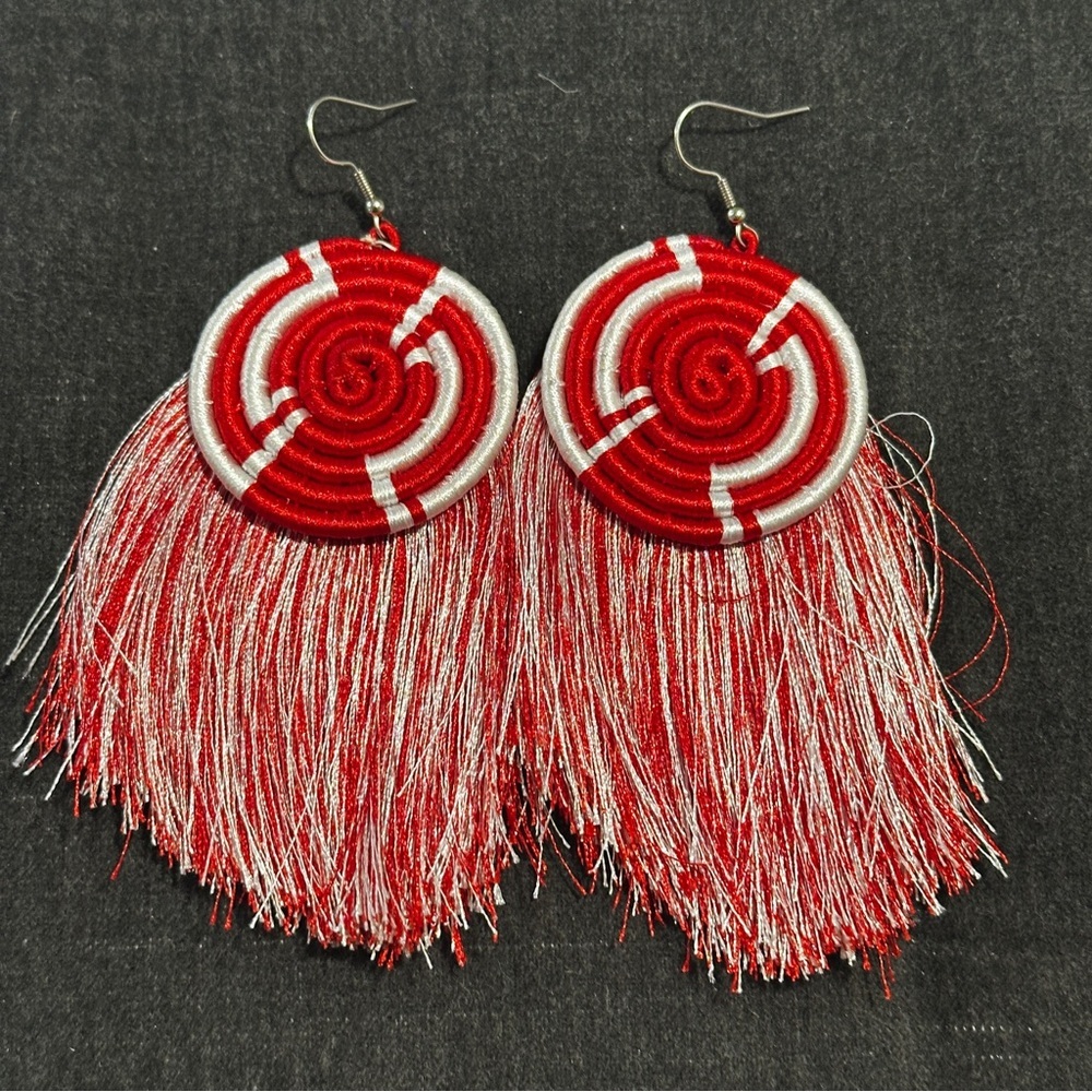 NEW African Handmade Earrings Red and White